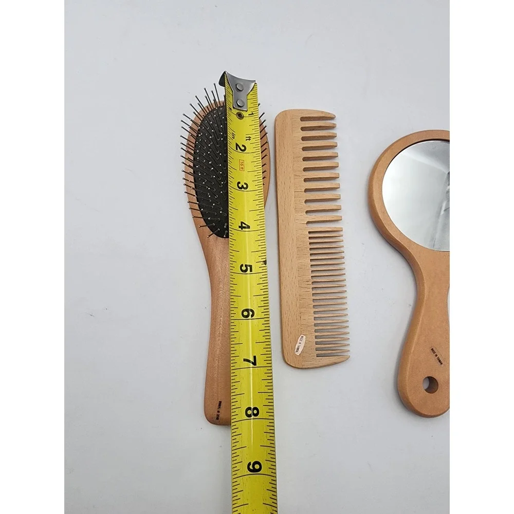 Vintage Paula Personalized Wooden  Vanity Set Hairbrush Comb Hand Mirror 3pc